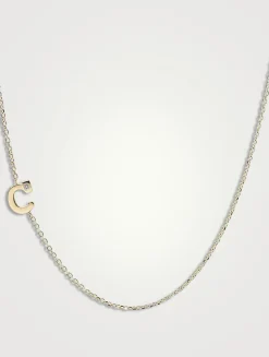 Customizable Love Letter 14K Gold C Necklace With Diamond