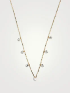 Danaé 18K Gold Necklace Dangle Necklace With Seven Diamonds