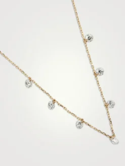 Danaé 18K Gold Necklace Dangle Necklace With Seven Diamonds