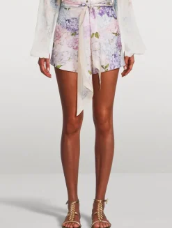 Dawning Belted Shorts In Floral Print