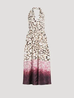 Deana Mixed-Print Poplin Halter Dress