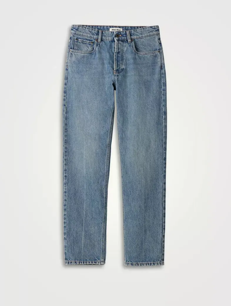 Denim And Poplin Five-pocket Jeans