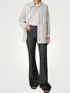 Denim Shirt Jacket In Stripe Print