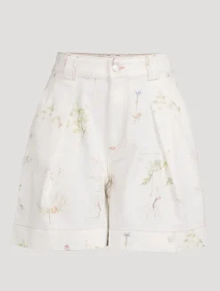 Denim Shorts In Floral Print