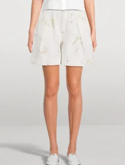 Denim Shorts In Floral Print