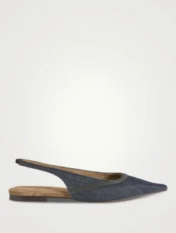 Denim Slingback Flats