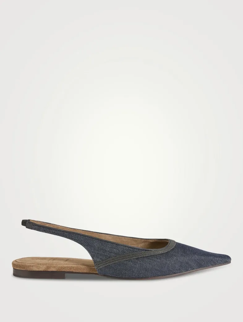 Denim Slingback Flats
