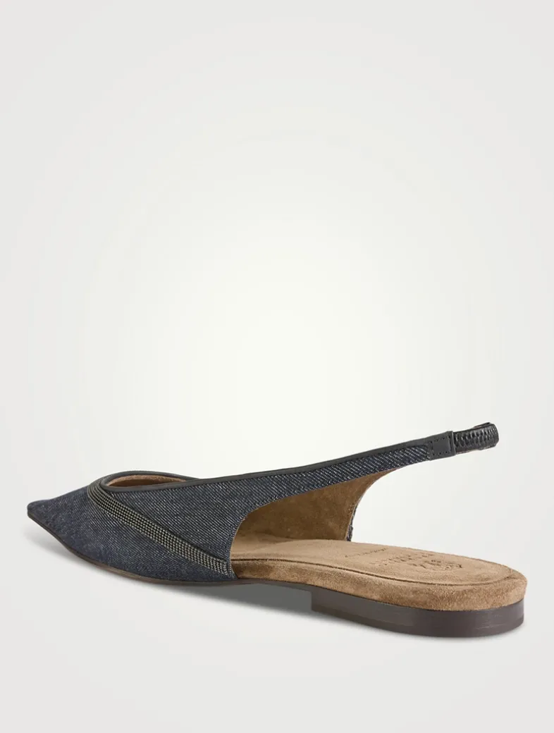 Denim Slingback Flats
