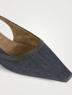 Denim Slingback Flats