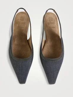 Denim Slingback Flats