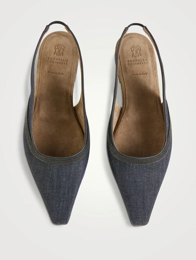 Denim Slingback Flats