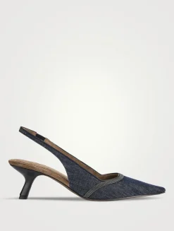 Denim Slingback Pumps