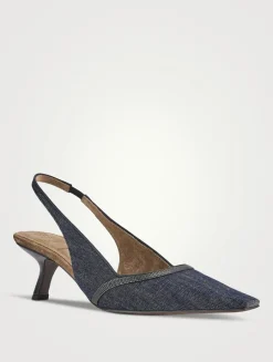 Denim Slingback Pumps