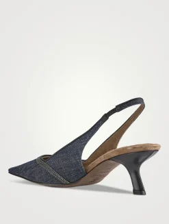 Denim Slingback Pumps