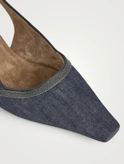 Denim Slingback Pumps