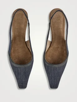 Denim Slingback Pumps