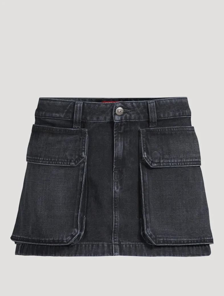 De-Ton Cargo Denim Mini Skirt