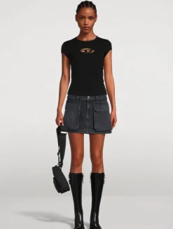 De-Ton Cargo Denim Mini Skirt