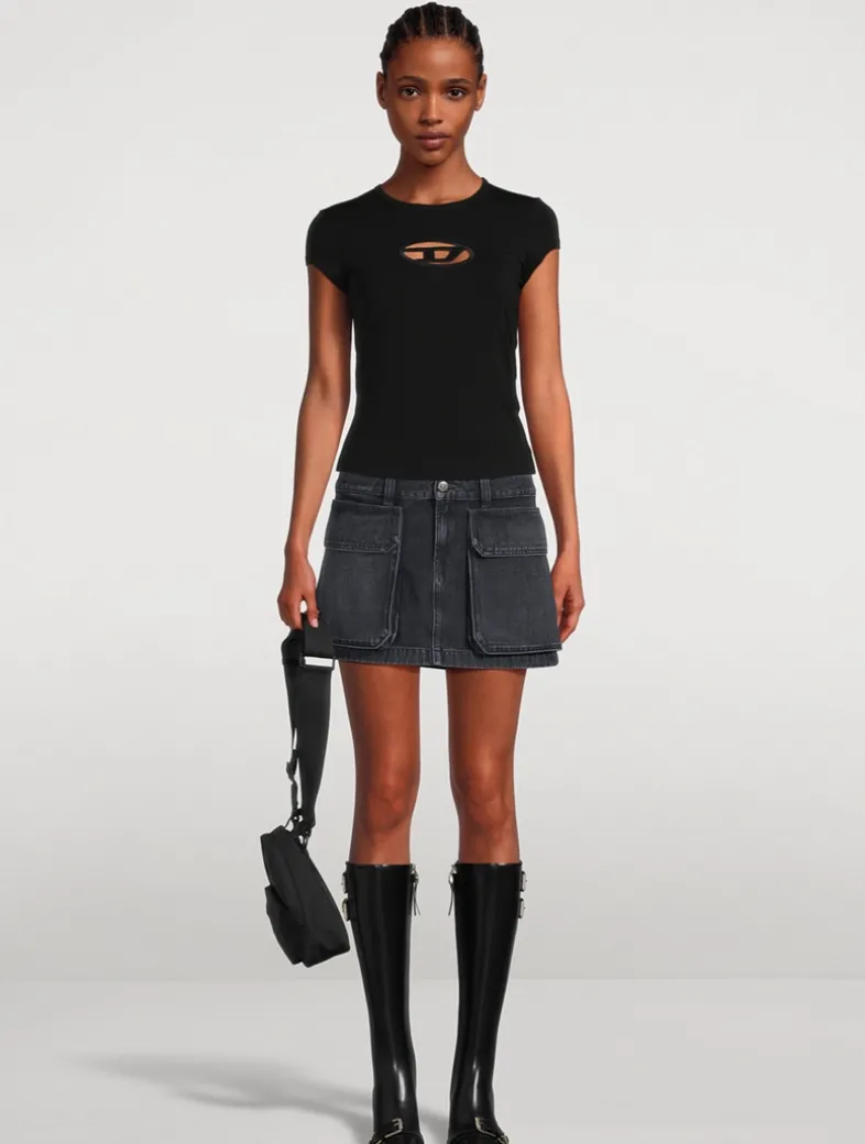 De-Ton Cargo Denim Mini Skirt