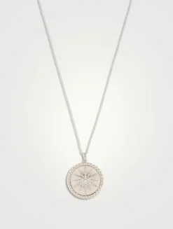 Dew Drop Eve Silver Celestial Burst Medallion Necklace