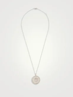 Dew Drop Eve Silver Celestial Burst Medallion Necklace