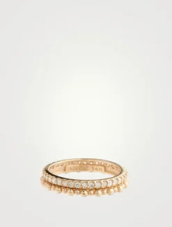 Dew Drop 14K Gold Double Eternity Ring With Diamonds
