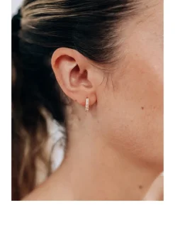 Dew Drop 14K Gold Pavé Double Huggie Hoop Earrings With Diamonds