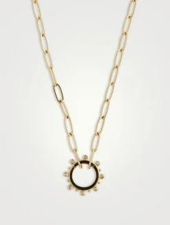 Dew Drop Marine 14K Gold Story Catcher Necklace With Diamonds
