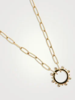 Dew Drop Marine 14K Gold Story Catcher Necklace With Diamonds