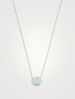 Dew Drop Silver Chain Necklace With Blue Topaz