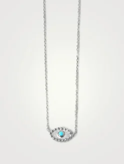 Dew Drop Silver Evil Eye Necklace With Turquoise