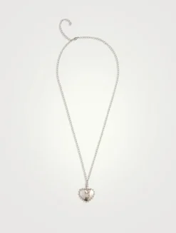 Dew Drop Silver Large Heart Locket Necklace