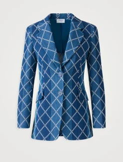 Diamond Jacquard Denim Blazer