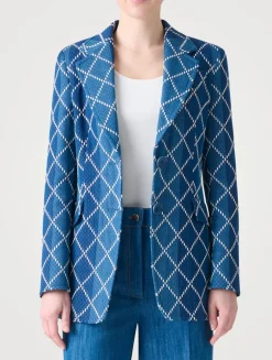 Diamond Jacquard Denim Blazer
