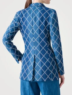 Diamond Jacquard Denim Blazer