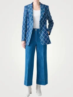 Diamond Jacquard Denim Blazer