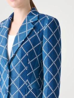 Diamond Jacquard Denim Blazer