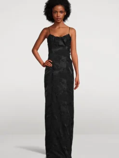 Dirios Floral Jacquard Gown