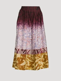 Doni Mixed-Print Midi Skirt