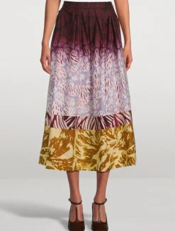 Doni Mixed-Print Midi Skirt