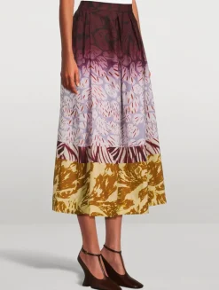 Doni Mixed-Print Midi Skirt