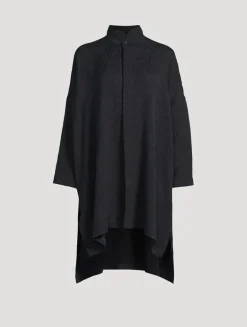 Double Stand Collar Silk Shirt