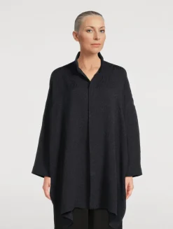 Double Stand Collar Silk Shirt