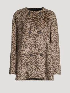 Double-Breasted Coat In Animal Print