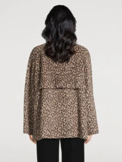 Double-Breasted Coat In Animal Print