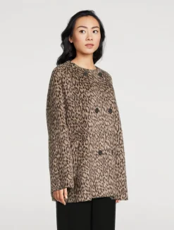 Double-Breasted Coat In Animal Print