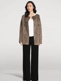 Double-Breasted Coat In Animal Print