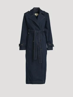 Double-Breasted Denim Trench Coat