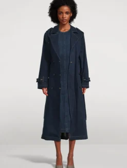 Double-Breasted Denim Trench Coat
