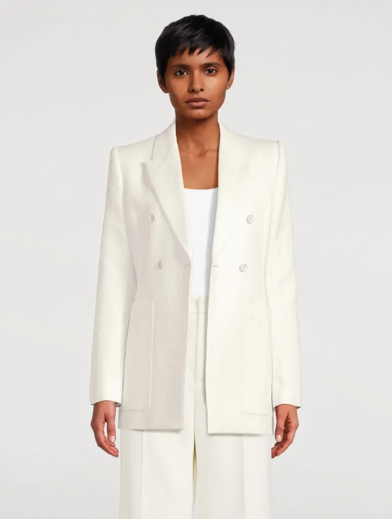 Double-Breasted Jacquard Blazer